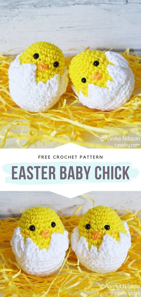 Easter Chick Amigurumi Easter Amigurumi, Easter Crochet Patterns Free, Crochet Easter Basket, Crochet Easter, Crochet Chicken, Crochet Bunny Pattern, Easter Crochet Patterns, Easter Baby, Pola Amigurumi