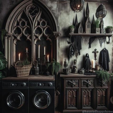 All Posts • Instagram Gothic Laundry Room, Moody Mansion, Dark House Aesthetic, Haunted House Inspiration, Gothic Victorian House, Vampire Decor, Gothic Interior Design, Dark Cottagecore Decor, Gothic Homes