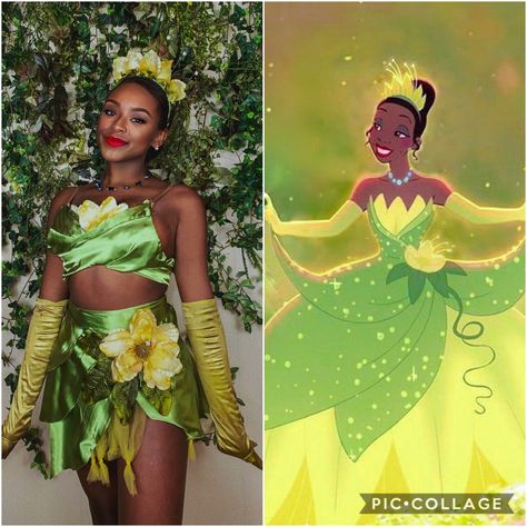 @ilovenesha on IG! #princesstiana #disneycostumes #diydisney Diy Princess Tiana Costume, Princess Tiana Outfit Ideas, Princess Tiana Halloween Costume, Princess Tiana Costume, Tiana Costume, Tinker Bell Costume, Frog Costume, Diy Outfits, Princesa Tiana