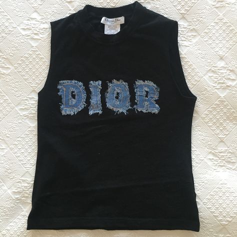 Vintage Dior T Shirt, Dior Patchwork Top, Diy Y2k Top, Dior Patchwork, Diy Denim Top, Diy Y2k Clothes, Diy Y2k, Plus Size Aesthetic Outfits, Dior T Shirt