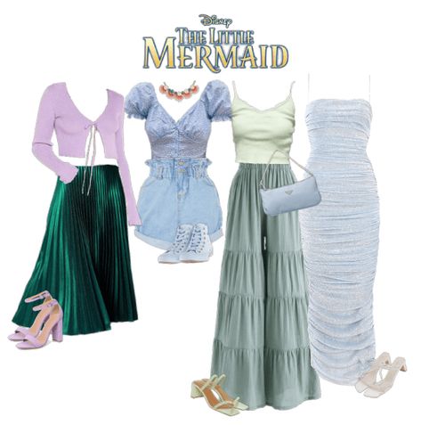 Ariel Inspired Outfits Casual, Modern Day Ariel Outfits, Mermaid Aesthetic Outfit Summer, Mermaid Core Aesthetic Outfits Casual, Ariel Inspired Outfit, Ariel Fits, Mermaid Vibes Outfit, Mermaid Inspired Outfits Casual, Mermaid Core Outfits Casual