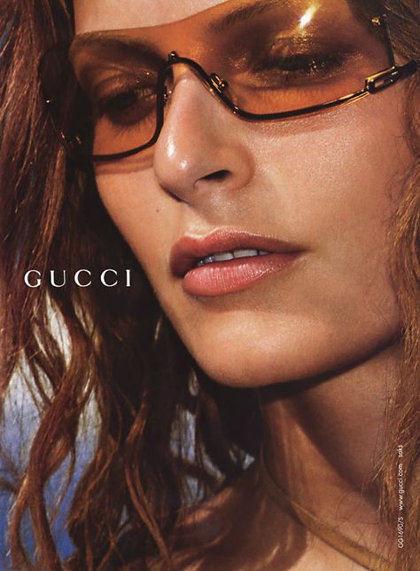 styleregistry: Gucci | Spring 2002 Rie Rasmussen, Gucci Shades, Name Brand Sunglasses, Gucci Campaign, Eyewear Campaign, Gucci Spring, Terry Richardson, Tom Ford Eyewear, Campaign Fashion