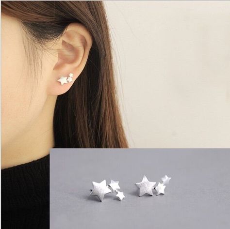 Sterling 925 Silver 3 Star Studs Climber Stud Earrings Thanksgiving Gift Christmas Ear Climbers Earrings, Silver Ear Cuff, Climber Earrings, Ear Stud, Pandora Bracelets, Unisex Jewelry, Christmas Gifts For Women, 925 Sterling Silver Earrings, Silver Pendant Necklace