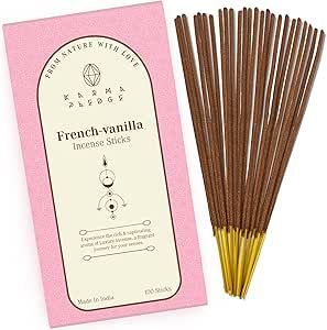 French Vanilla Incense Sticks, Organic Hand Dipped 100 Sticks with Natural Herbs & Aromatic Ingredients, Burn Time 45 to 60 Minutes, Incense for Positivity, Meditation, Relaxation, Spiritual Gift Vanilla Incense, Meditation Relaxation, 2024 Wishlist, French Vanilla, Natural Herbs, 60 Minutes, Spiritual Gifts, Fashion Toys, Incense Sticks