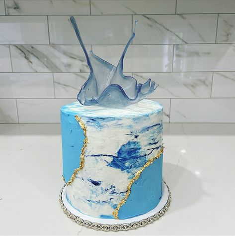 Marble Fault Line Cake, Semi Fault Line Cake, Fault Line Cake Design, Fault Line Cake Tutorial, Sail Cake, Fault Line Cakes, Marble Buttercream, Dedication Cake, Buttercream Techniques