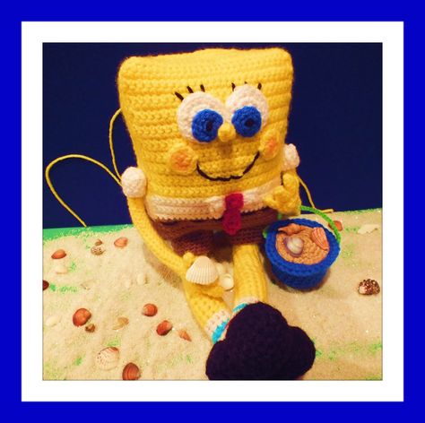 Connie's Spot© Crocheting, Crafting, Creating!: Free SpongeBob Inspired Pattern© Crochet Animal Hats, Spongebob Square, Dolls Crochet, Crochet Toys Free, Soft Toy Patterns, Square Pants, Sponge Bob, Amigurumi Free Pattern, Knitted Toys