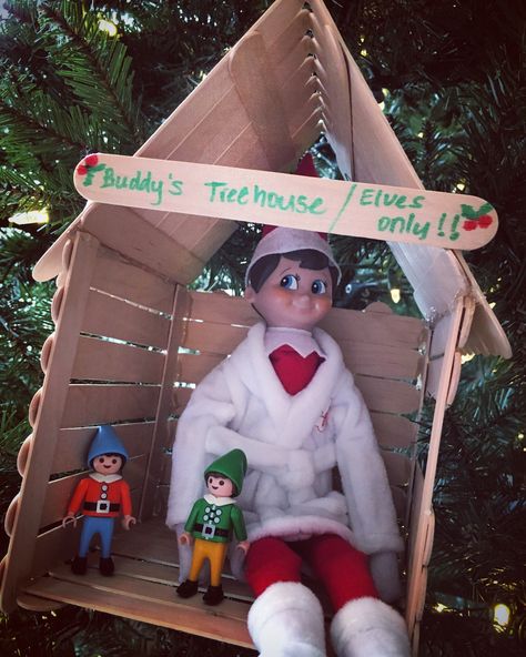 Elf On The Shelf Tree House Diy, Elf On A Shelf House, Elf On Shelf House, Elf On The Shelf Tree House, Elf House Ideas, Elf On The Shelf House Diy, Elf On The Shelf House, Elf Tree House, Shelf Tree