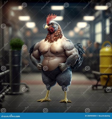 A buff Chicken at the Gym, a Chicken working out, Made With Generative Ai Buff Chicken, A Chicken, At The Gym, Screen Savers, Powerpoint Presentation, The Gym, Working Out, Framed Artwork, Stock Illustration