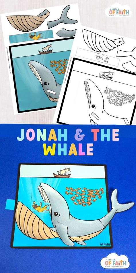 Preschool Jonah And The Whale Activities, Jonah Crafts For Kids, Jonah And The Whale Craft, Jonah Craft, Whale Craft, Whale Crafts, Sunday School Projects, Bible Crafts Sunday School, Worship Night