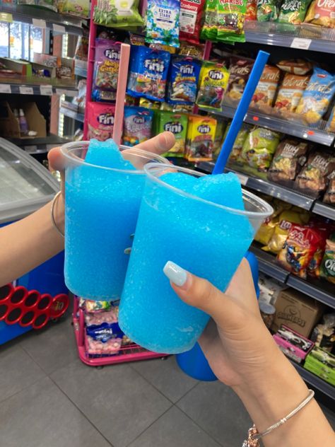 Blue Raspberry Slushies, Blue Slushie Aesthetic, Blue Raspberry Aesthetic, Slushies Aesthetic, Blue Raspberry Slushie, Best Disneyland Food, Tropical Food, Cream Candy, Smoothie Drink Recipes