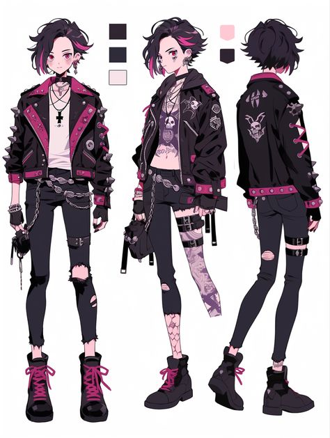 Cyberpunk Outfits Drawing, Punk Outfit Drawing, Techwear Drawing, Outfits Drawing Ideas, Cyberpunk Clothes Design, Cyberpunk Outfit Design, Clothing Concept Art, Vtuber Outfit Ideas, Outfit Drawing Ideas