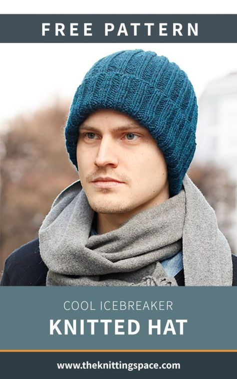 Looking for a simple DIY Father's Day gift? Try your hands on this thick and warm knitted hat for men. This easy knitting pattern is worked bottom up with rib and also makes for a great knitting project for charity or business. | Discover over 4,500 free knitting patterns at theknittingspace.com #handknithat #fallknittingpatterns #winterknittingpatterns #knittedaccessories Knit Hats For Men, Knit Stocking Cap Pattern Free, Garnstudio Drops Design, Mens Hat Knitting Pattern, Mens Hat Pattern, Mens Knit Beanie, Beanie Pattern Free, Fall Knitting Patterns, Easy Knit Hat