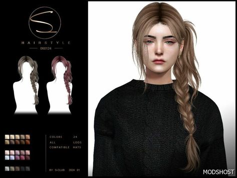 Download Braid Hairstyle 06012024 for Sims 4 at ModsHost NOW! BRAID HAIRSTYLE with 24 colors, hope you like it, thank you. Recoloring Allowed: Yes #sims #sims4cc #videogames #female #hair Plaits Hairstyles, Ts4 Cc, Braided Bun, Plaits, French Braid, Facial Hair, Sims 4 Mods, Hairstyles With Bangs, Sims 4