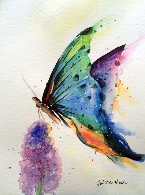 Watercolor Bugs, Wow Painting, Butterfly Art Painting, Butterfly Art Print, Creation Art, Watercolor Paintings Easy, Colorful Butterfly, 수채화 그림, Butterfly Painting