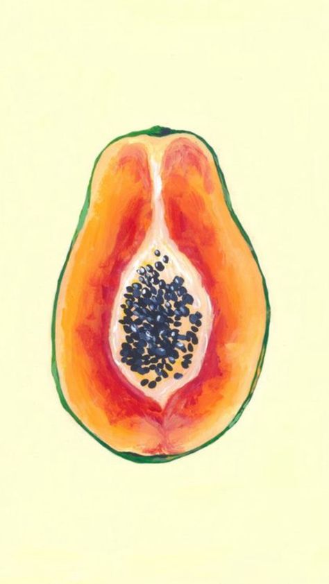 Papaya Art Print, Poster Prints Plants, High Quality Poster Prints, Bright Watercolor Paintings, Prints To Paint, Watercolor Papaya, Mango Drawings, Poster Prints Green, Papaya Drawing