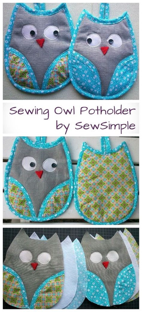 DIY Owl Potholder Free Sewing Patterns & Video Tutorials | Sewing patterns free, Diy sewing gifts, Owl sewing Owl Sewing Patterns Free, Free Hot Pad Patterns To Sew, Chicken Potholders To Sew, Hot Pads Sewing Patterns Free, Pot Holders Diy Free Pattern, Free Pot Holder Patterns, Potholders To Sew Free Pattern, Leaf Potholders, Potholder Sewing