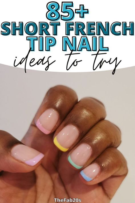 Short French Tip Nail ideas you have to try with colorful pastel french tip nail design French Manicure Short Nails, Tip Nail Ideas, French Tip Nail Ideas, Short French Tip, Classic Nail Designs, Short French Nails, Colored French Tips, Short French Tip Nails, Gel French Manicure