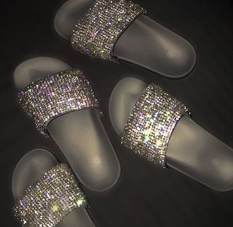 Swarovski Crystal Sliders / Gray / Sandals / Diamond / Pretty / flats / Sparkly Chanclas, Prom Heels, Shoe Closet, Slides Shoes, Shoe Obsession, Ciabatta, Shoe Game, Cute Shoes, Summer Shoes