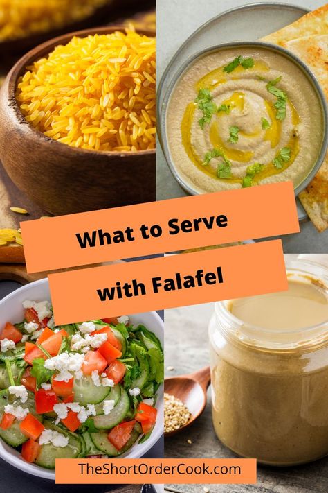 Different recipes that go well with falafel like tahini and tomato cucumber salad. What To Eat With Falafel, Falafel Meals, Falafel Meal Ideas, Couscous Tomato, Falafel Pita Sandwich, Tahini Hummus, Best Dips, Falafel Balls, Pita Sandwich