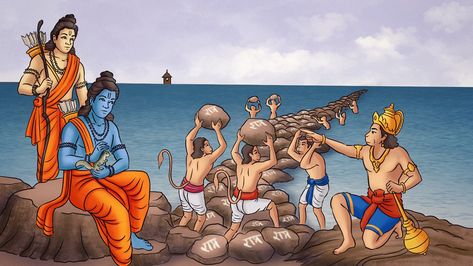 36 Ramayana Illustrations for Kids on Behance Ramayana Images Art, Ramayan Drawing Scene, Painting On Ramayana, Ramayana Images Drawing, Ramayana Story Illustration, Ramayana Sketches, Ramayan Story Illustration, Ramayana Cartoon, Ramayana Story Images