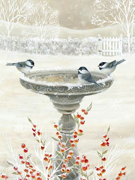 Lovely ❄❤❄ Hur Man Målar, Art Carte, Winter Painting, Winter Pictures, Bird Pictures, Winter Art, Christmas Paintings, Pics Art, Birds Painting