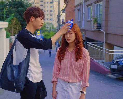 [Cheese In The Trap] inho puts (idk a yoghurt packet?¿) on seol's forehead to cool her off after having a bad day at school Cheese In The Trap Kdrama, Cheese In The Trap, Having A Bad Day, Bad Day, At School, A Bad, Muse, Kdrama, Drama