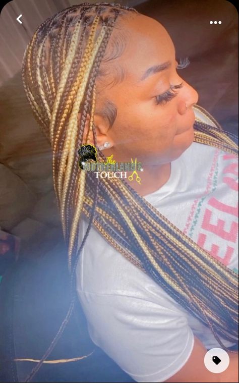 Multi Color Braids For Black Women, Tri Color Knotless Braids, Multicolored Knotless Braids, Custom Color Knotless Braids, Multi Colored Knotless Box Braids, 3 Color Knotless Braids, Knotless Braid Color Combos, Knotless Braids Skunk Stripe, Notlessbox Braids With Color