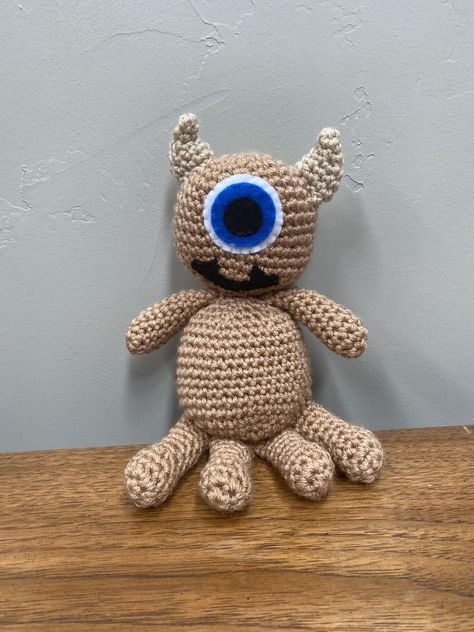 Crocheted Little Mikey inspired toy/ Mike Wazowski's | Etsy Mike Wazowski Crochet, Kawaii Decor, Nifty Crafts, Animal Amigurumi, Monster Inc, Crochet Baby Patterns, Crochet Doilies, Baby Patterns, Crochet Crafts