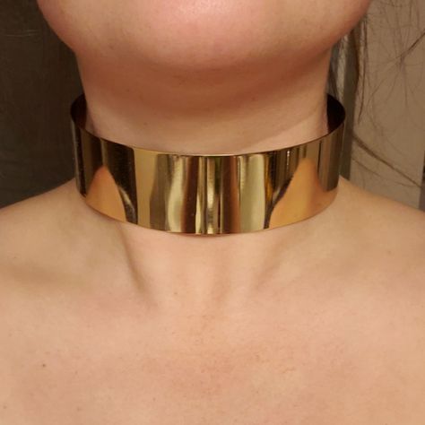 Super Cute , Chain Closure Never Worn Brass Choker, Metal Choker, Jewelry Wardrobe, Face Jewellery, Neck Accessories, Golden Necklace, Gold Collar, Gold Choker, Gold Accessories