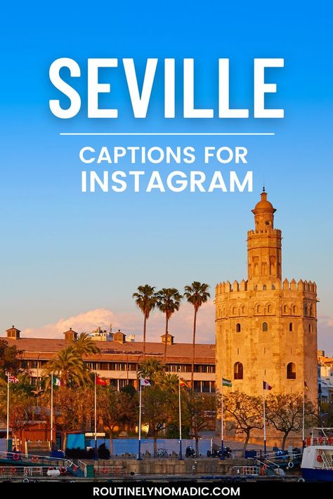 Tower at sunset with Seville captions for Instagram Instagram Captions Travel, Captions For Instagram Posts, Travel Captions, Travel Quotes Adventure, Quotes For Instagram, Cool Captions, Insta Post, Captions For Instagram, Funny Captions