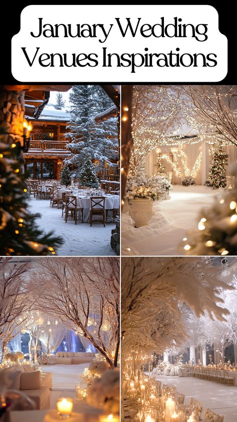 Elegant January wedding venue with winter decor and cozy ambiance. Winter Wedding Entrance, Wedding Venues Winter, Winter Wedding Locations, Winter Ceremony, Minnesota Wedding Venues, Winter Wedding Venues, Snowy Wedding, Winter Celebration, Cozy Cabins