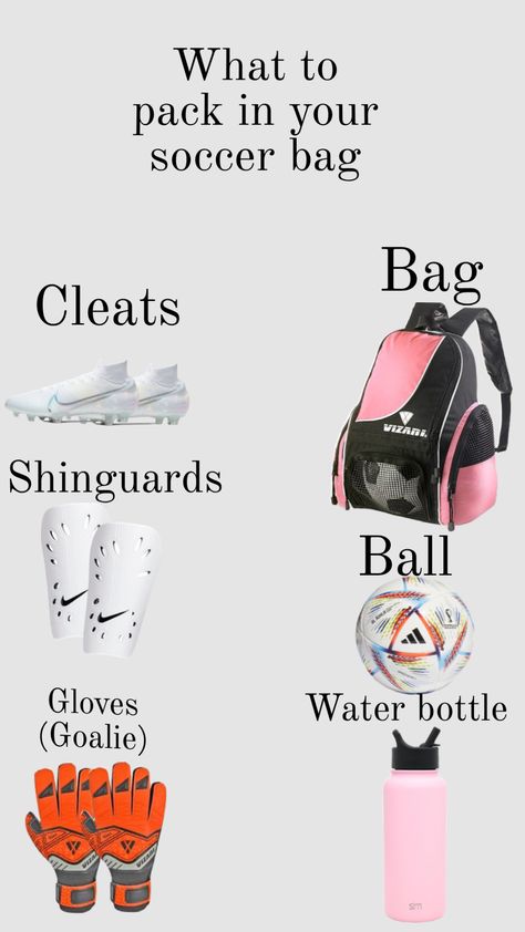 INSPIRED BY @s_ahmu #soccer #soccerbag #preppysoccer Soccer Essentials Girls Products, Soccer Checklist, Soccer Mom Bag, Soccer Fits, Soccer Fit, Football Things, Soccer Things, Soccer Essentials, Nike Football Boots