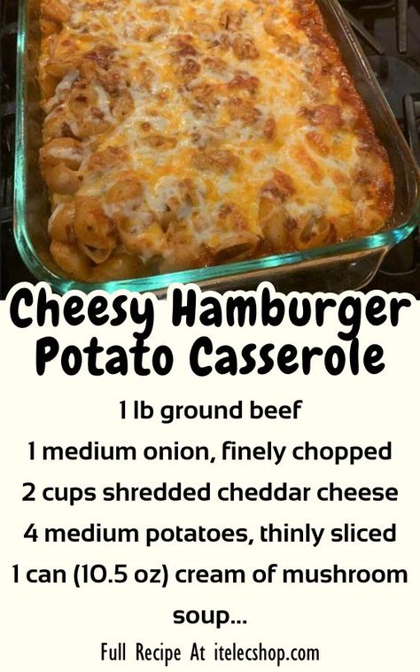 Hamburger Potato Casserole, Cream Cheese Chicken Enchiladas, Hamburger And Potatoes, Cheddar Cheese Recipes, Cheese Soup Recipes, Ground Beef And Potatoes, Hamburger Casserole, Cheddar Cheese Soup, Potatoe Casserole Recipes