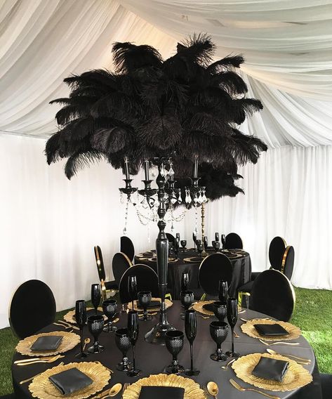 Product Name: ostrich feather Quantity: 50pcs Size: 6-32 inches (optional)   The main picture is: 24-26 inch feathers color: black Production: Handmade Suitable for: wedding, diy, costume sewing, decoration, party Quality: brand new, 100% high quality! If you have some questions about feathers, please get in touch with us. Shipping: Free Shipping / 12-27 days Thank you! Most Wanted Party Theme, Black And Gold Gatsby Party, Black Feather Wedding Decor, Elegant Decorations Party, Black And Gold Feather Centerpieces, Vip Centerpieces, Centerpieces For Male Party, Black And Gold Theme Quinceanera, Winter Masquerade Ball Decorations