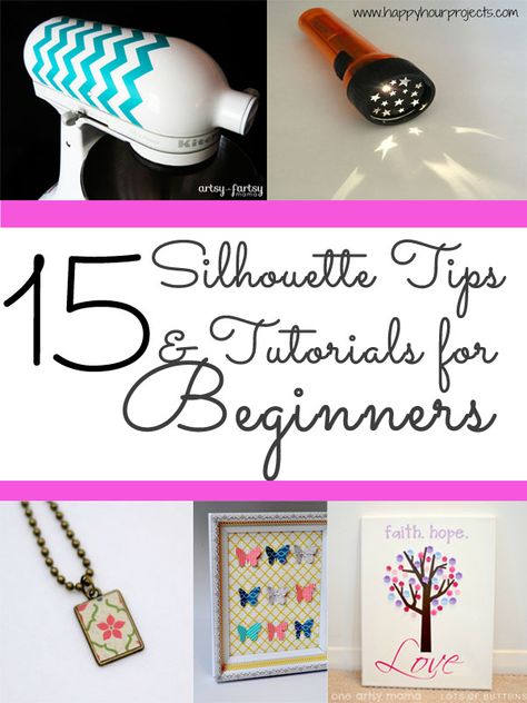 15 Silhouette Tips & Tutorials for Beginners from It Happens in a Blink Silhouette Portrait Projects, Silhouette Cameo 2, Cameo Crafts, Silhouette Cameo Crafts, Silhouette Curio, Silhouette Cameo Tutorials, Silhouette School, Silhouette Tutorials, Silhouette Cameo Machine