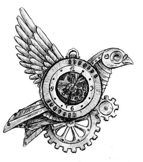 Steampunk Coloring Pages, Steampunk Art Drawing, Steampunk Flowers, Gear Drawing, Steampunk Drawing, Gear Tattoo, Steampunk Images, Steampunk Coloring, Steampunk Bird