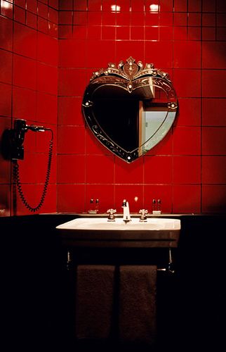 Chambre Inspo, Heart Mirror, Red Tiles, Mirror On The Wall, Red Rooms, A Mirror, Red Aesthetic, Dream House Decor, New Wall