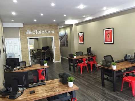 State Farm Office Rennovation | Industrial Office Furniture Insurance Agent Office, State Farm Office, Insurance Office, Farm Office, Office Layout Ideas, Industrial Office Furniture, Business Office Decor, Agency Office, Commercial Office Design