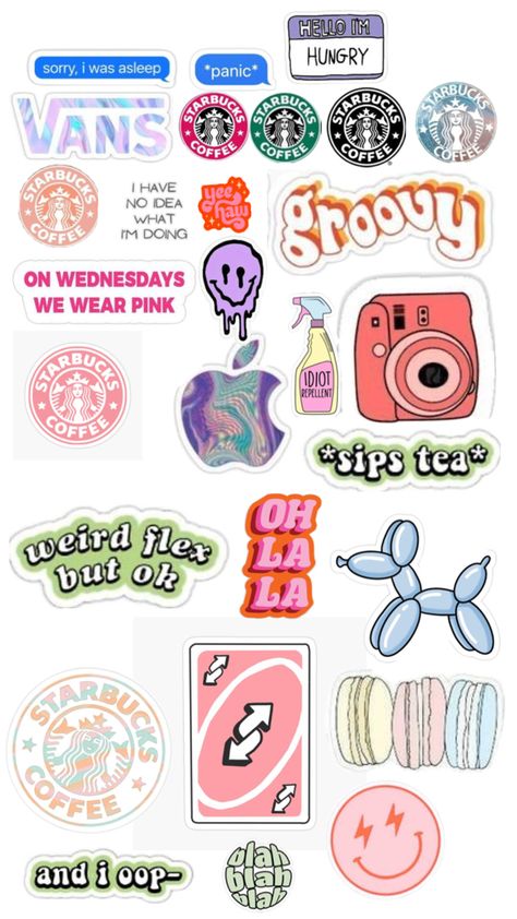 Preppy Stickers, Pink Starbucks, Starbucks Coffee, Printable Stickers, Wear Pink, We Wear, Funny, Pink