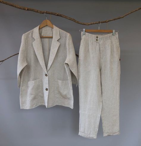 Linen Set Outfit, Linen Suits Women, Long Linen Pants, Linen Pants Suit, Linen Camisole, Linen Slip Dress, Pants Linen, Linen Fashion, Cropped Linen Pants