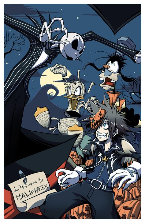 Halloween #Sora #Donald #Goofy #JackSkellington #KingdomHearts #KH #NightmareBeforeChristmass Gaming Girl, Kingdom Hearts Wallpaper, Kingdom Hearts Ii, Kingdom Hearts Fanart, Sora Kingdom Hearts, Kingdom Hearts Art, Kingdom Heart, Kingdom Hearts 3, Halloween Town