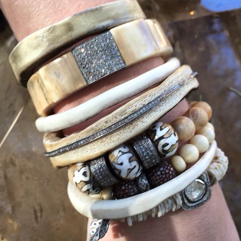 Arm Party!!! #bellamadre Bohemian Hand Cast Cuff Bracelet Gift, Arm Stack Jewelry, Arm Bangles Upper, Arm Party Bracelets, Vintage Hand-tooled Cuff Bracelet For Festivals, Hotline Bling, Silver Turquoise Jewelry, Anklets Boho, Arm Party