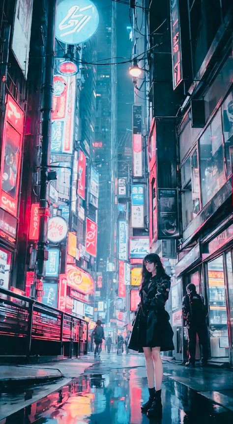 Cyberpunk Musician, Landscape Desktop Wallpaper, Landscape Desktop, Anime Landscape, Cityscape Wallpaper, Animation Anime, Iphone Wallpaper Landscape, Anime City, Arte 8 Bits