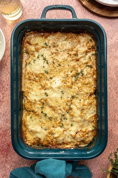 Caramelized Onion Scalloped Potatoes - The Defined Dish Paleo Pot Pie, Hamburger Helper Beef Stroganoff, Winter Sides, Staple Meals, Savory Side Dishes, Goat Cheese Frittata, The Defined Dish, Gf Meals, Defined Dish