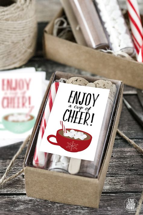 Looking to come up with a few quick treats for neighbors or workmates?  This Cup of Cheer Printable is a great addition to gifting things such as hot chocolate or gift cards to a favorite coffee sh… Hot Chocolate Printable, Office Marketing, Cocoa Party, Cup Of Cheer, Hot Cocoa Gift, Chocolate Ideas, Cocoa Gift, Hot Chocolate Gifts, Hot Chocolate Gift