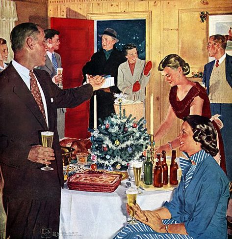 How to Throw an Awesome Holiday Party--Part I: Choosing a Party Theme Outfits Mit Leggings, Holiday Buffet, Holiday Party Themes, 1950s Christmas, Art Of Manliness, Vintage Christmas Images, Christmas Ad, Mid Century Christmas, Retro Humor