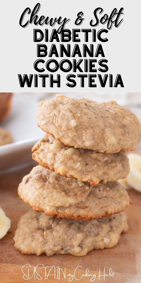 Liver Friendly Desserts, Sugar Free Banana Cookies, Low Sugar Banana Recipes, Baking With Stevia, Stevia Cookies, Stevia Sugar, Sugar Free Cookie Recipes, Banana Cookie, Sugar Foods