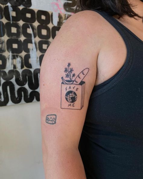 ☻ THANK YOU SAINT ☻ on Instagram: “✿ save me grocery bag ✿ matisse ✿ ✿ palm & arch ✿ healed cowgirl hat ✿ ✿ healed side view mirror ✿ thank you @katiewemet!” Save Me Tattoo, Palm Arch, Strawberry Tattoo, Me Tattoo, Tattoo Now, Hand Poke, Cowgirl Hat, Dream Tattoos, Cowgirl Hats