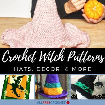 31 Crochet Witch Patterns: Hats, Decor, and More Crochet Witch Hat Pattern Free, Witch Hat Pattern Free, Crochet Witch Hat Pattern, Witch Projects, Free Halloween Crochet Patterns, Free Halloween Crochet, Witch Hat Pattern, Crochet Witch Hat, Crochet Halloween Decorations