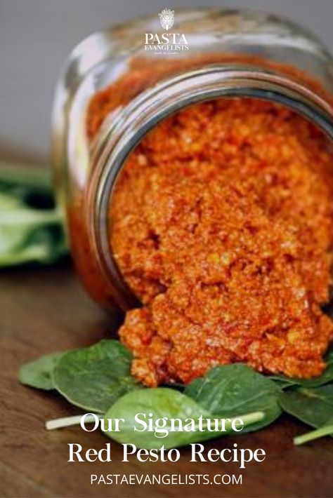 Recipe With Red Pesto, Pesto And Red Sauce Pasta, Rosso Pesto Recipes, Red Pesto Recipe, Red Pepper Pesto Recipe, Red Pesto Pasta, Pesto Pasta Sauce, Tomato Pesto Recipe, Pasta Evangelists